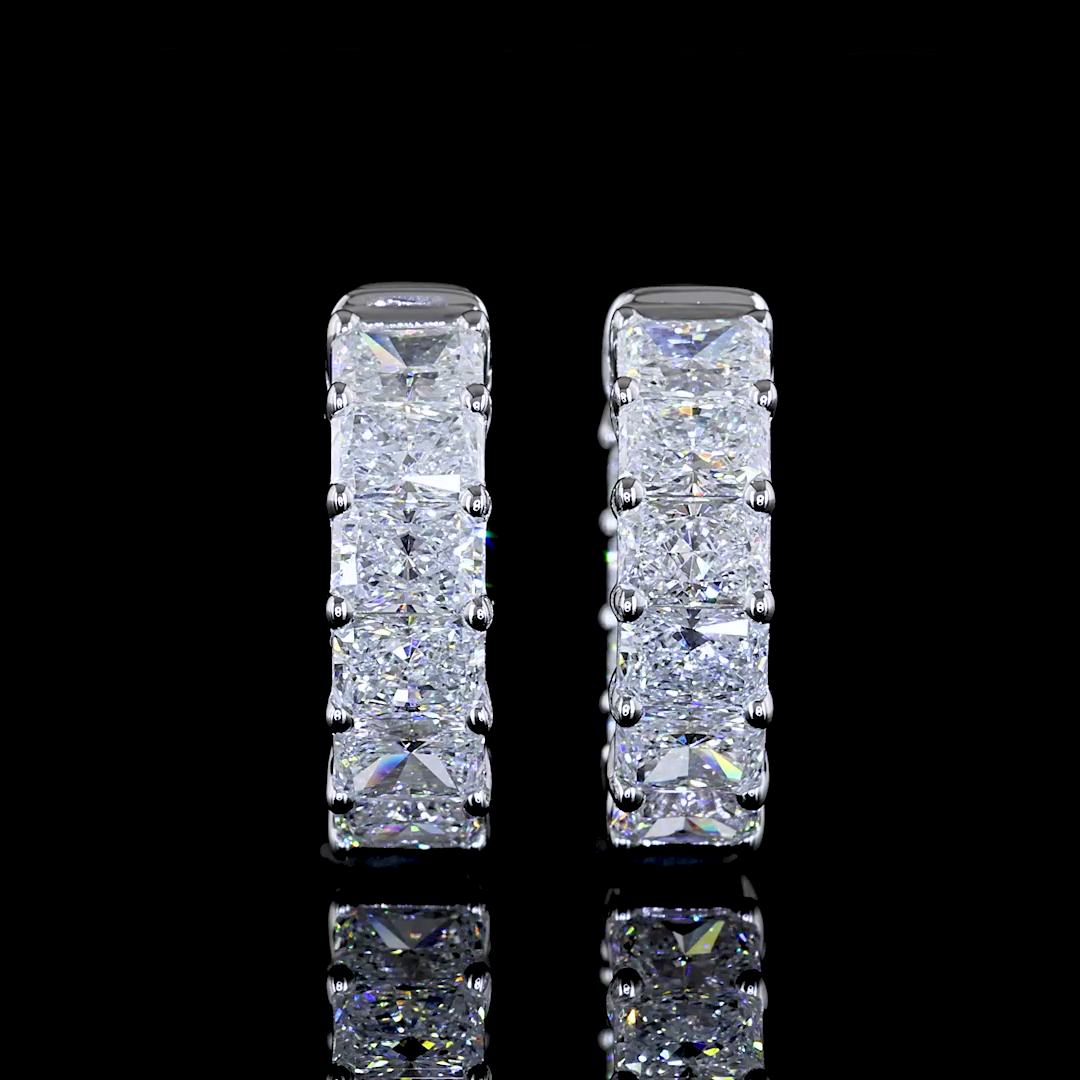 2-1/4ctw Prong East West Radiant Huggie Earrings