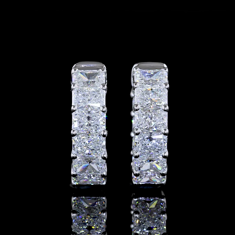 2-1/4ctw Prong East West Radiant Huggie Earrings
