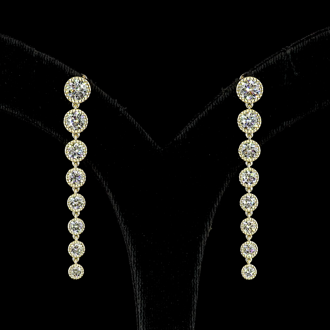 3-1/2ctw Prong Round Drop Earrings