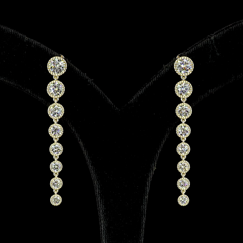 3-1/2ctw Prong Round Drop Earrings