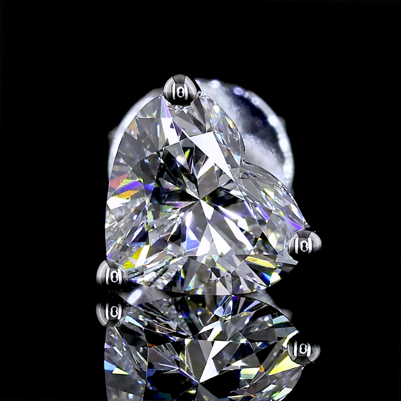 1-1/2ctw Prong Heart Stud Earrings