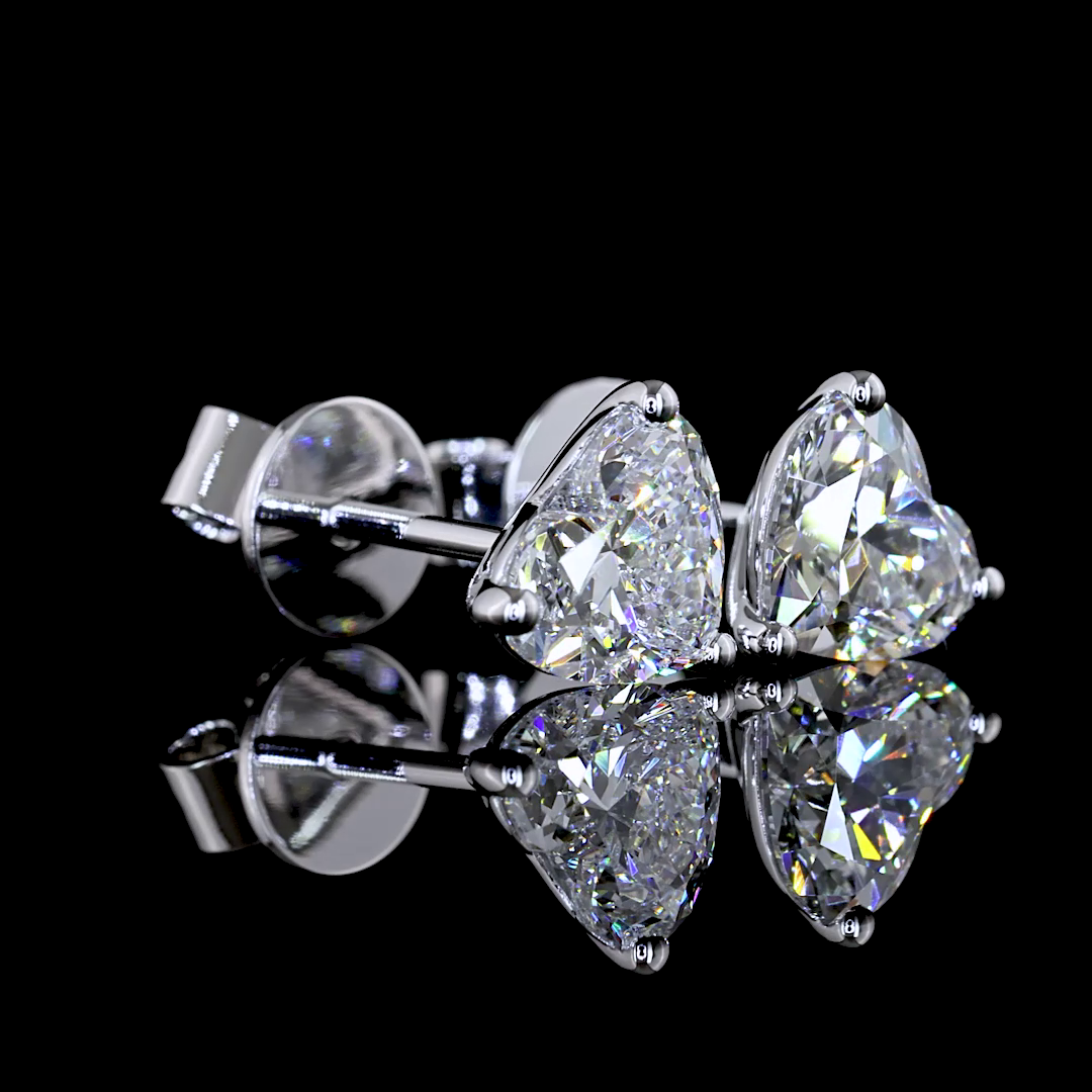 1-1/2ctw Prong Heart Stud Earrings