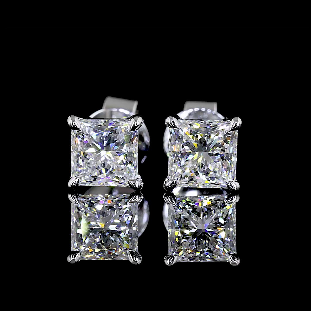 1-1/2ctw Prong Princess Stud Earrings