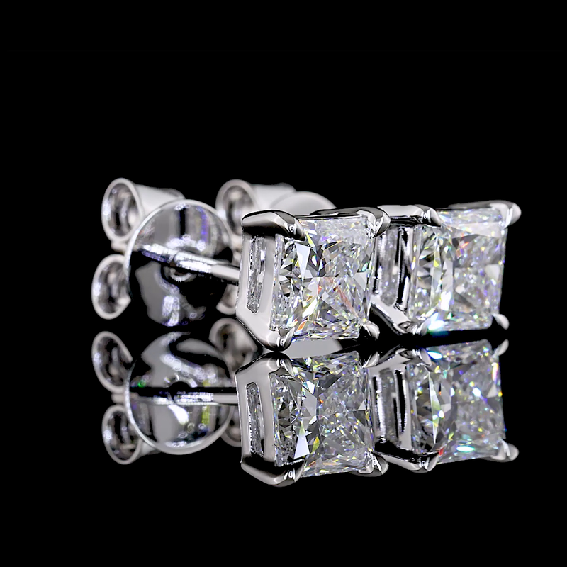 1-1/2ctw Prong Princess Stud Earrings