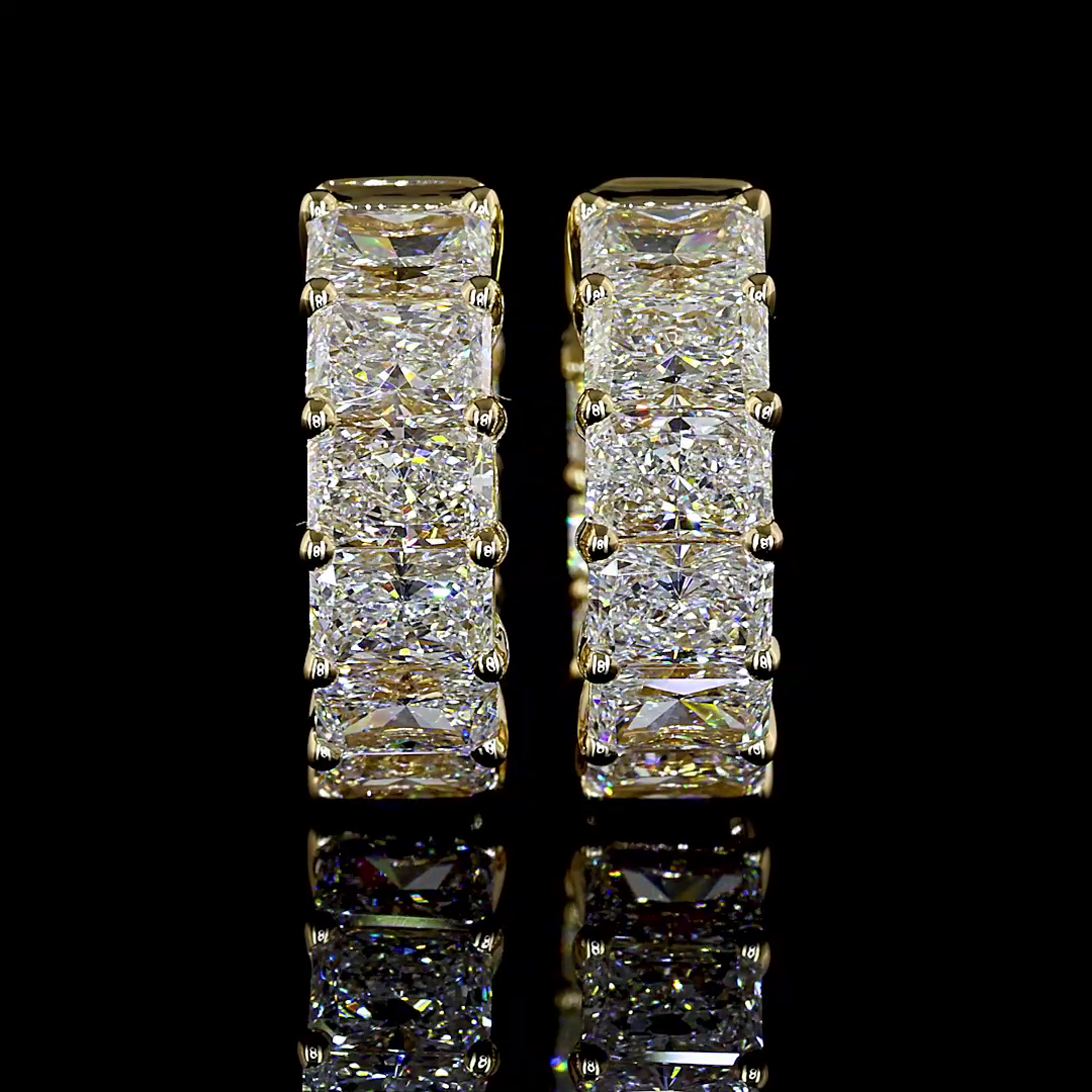 3ctw Prong East West Radiant Huggie Earrings