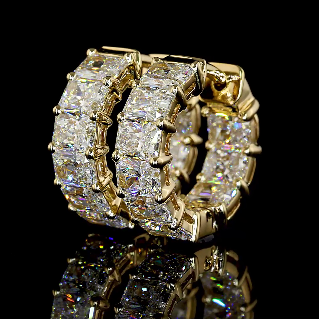 3ctw Prong East West Radiant Huggie Earrings