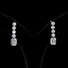 2-1/2ctw Bezel Emerald & Round Hanging Earrings