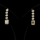 2-1/2ctw Bezel Emerald & Round Drop Earrings