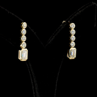 2-1/2ctw Bezel Emerald & Round Drop Earrings