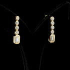 2-1/2ctw Bezel Emerald & Round Hanging Earrings