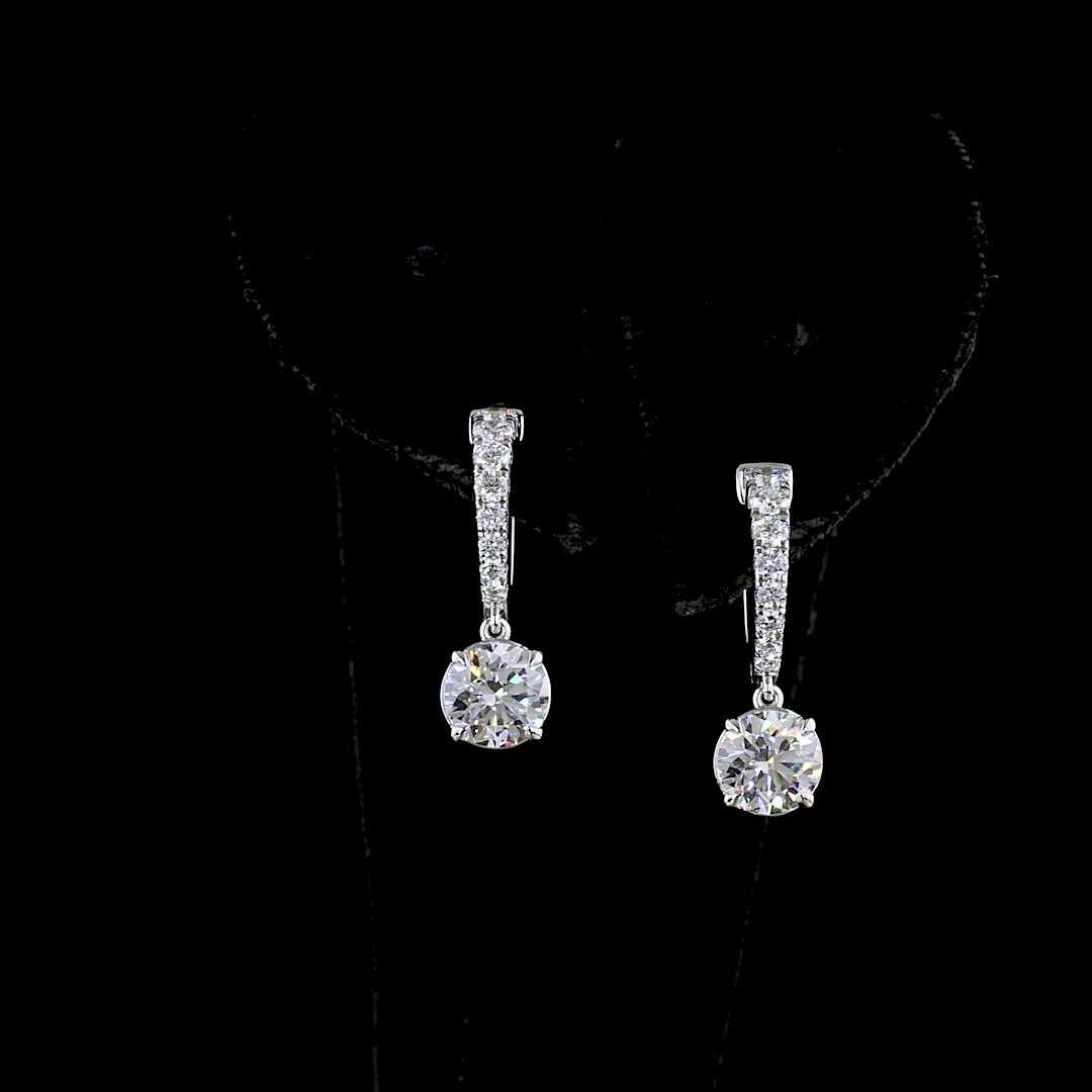 2-1/2ctw Prong Round Hanging Earrings