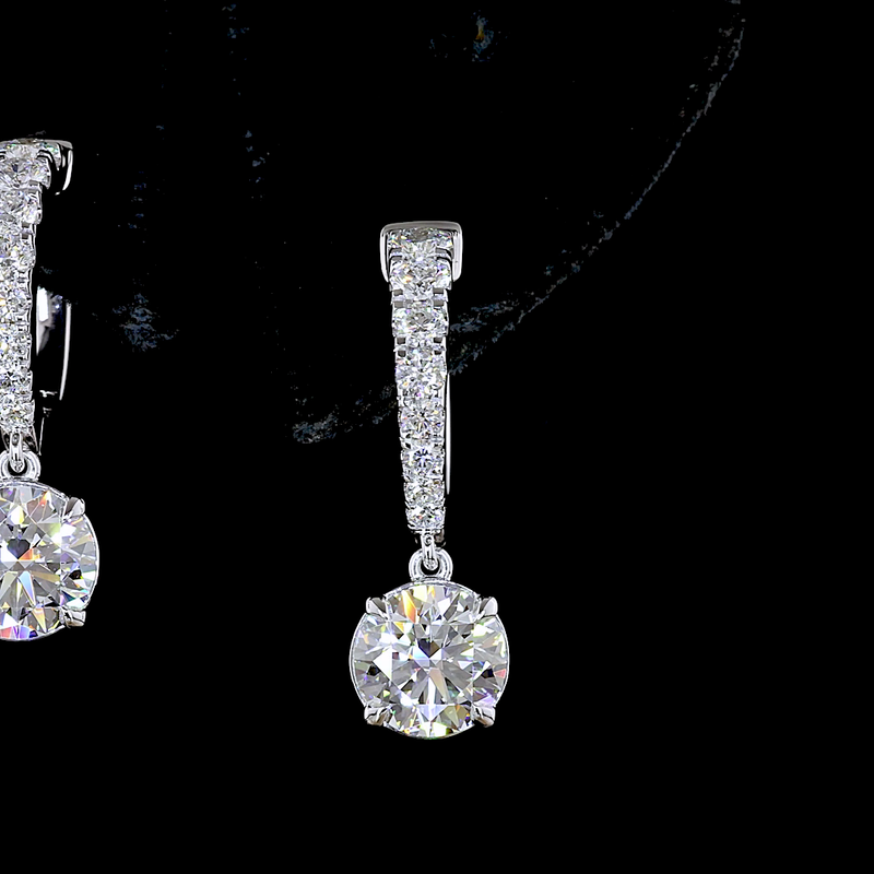 2-1/2ctw Prong Round Hanging Earrings