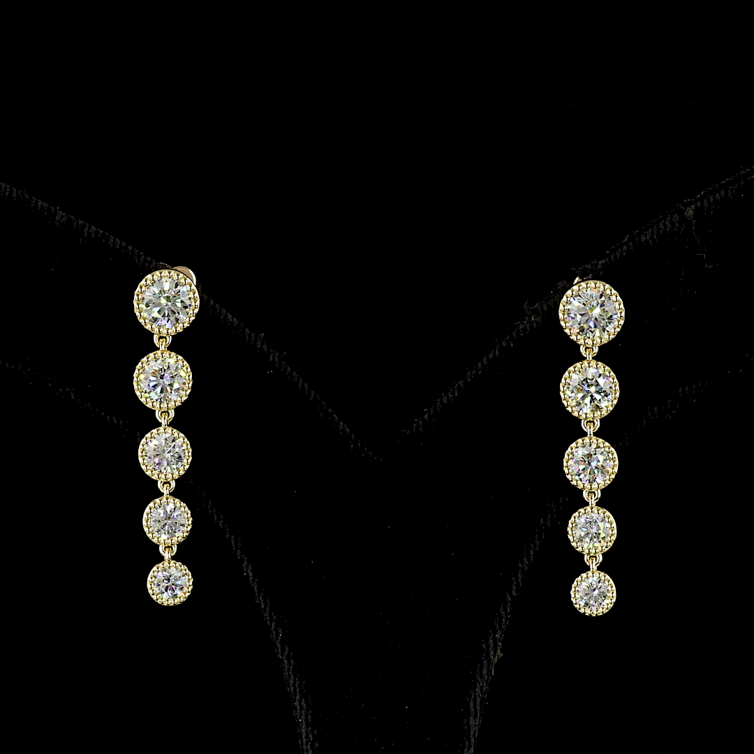 2-3/4ctw Bezel Round Drop Earrings