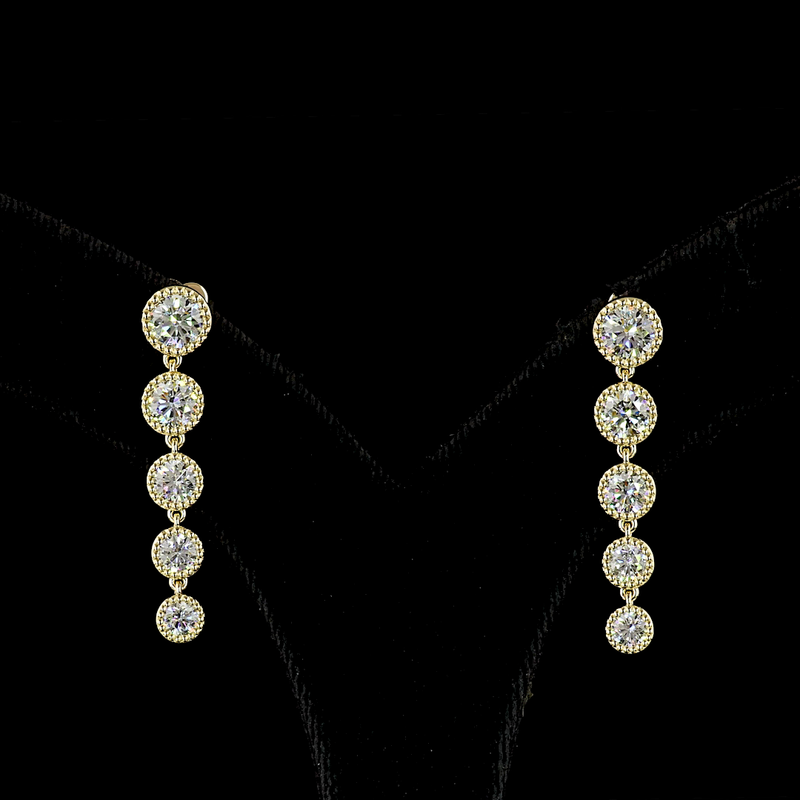 2-3/4ctw Bezel Round Drop Earrings