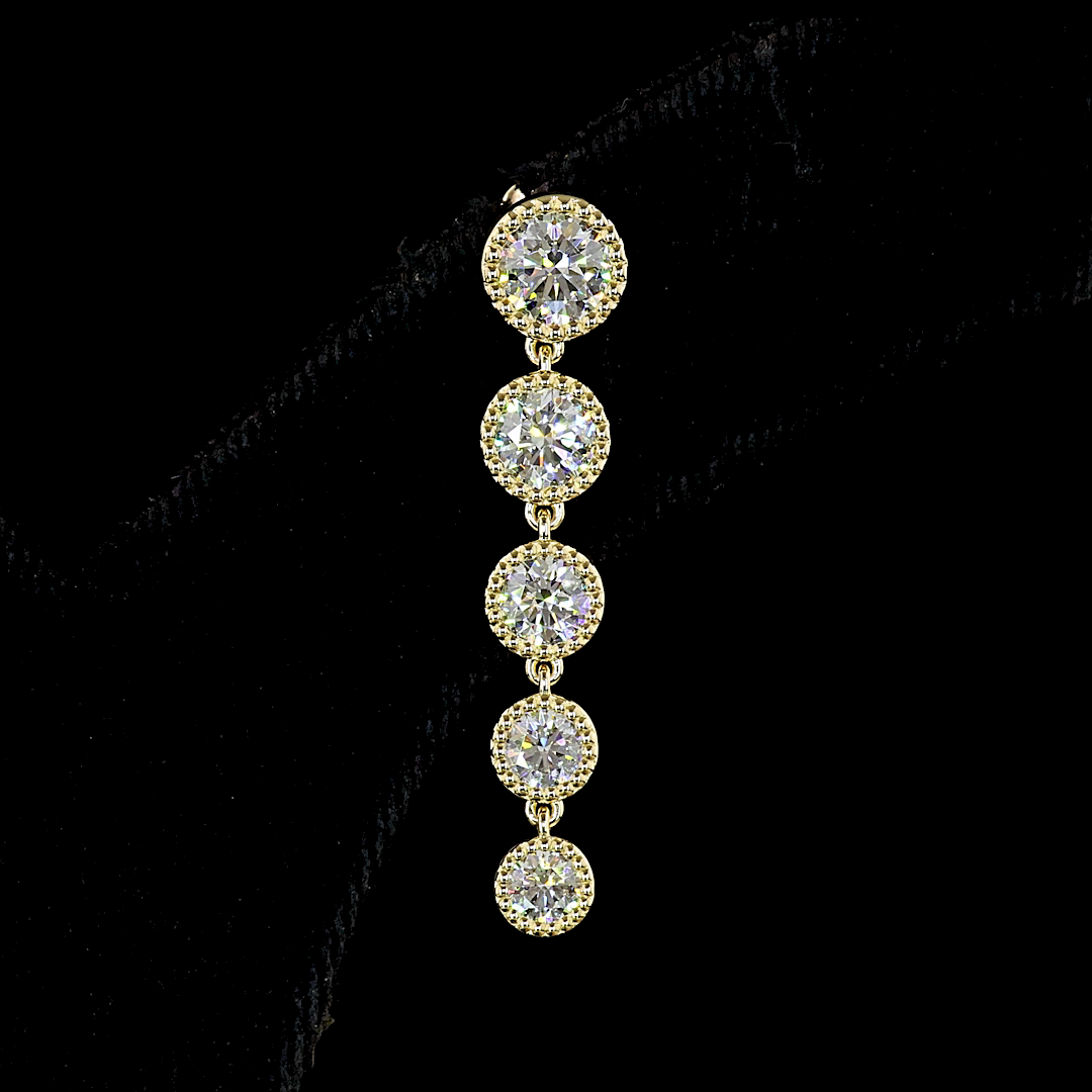 2-3/4ctw Bezel Round Hanging Earrings