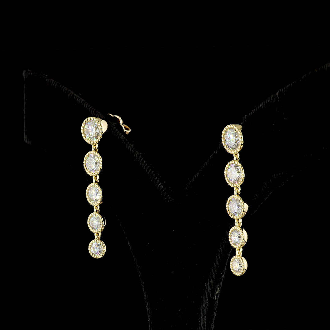 2-3/4ctw Bezel Round Drop Earrings