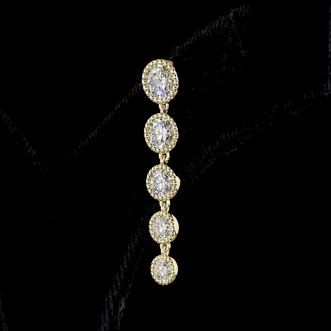 2-3/4ctw Bezel Round Hanging Earrings