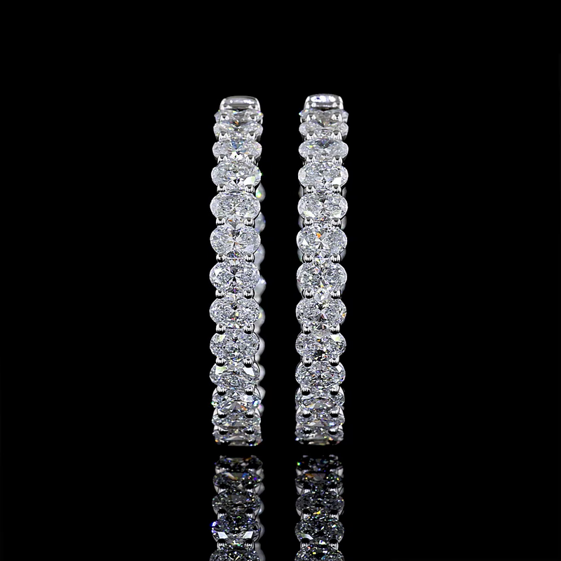 4-1/2ctw Prong East West Oval Hoop Earrings
