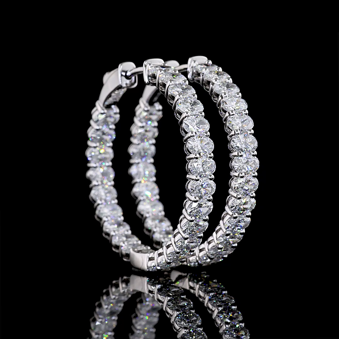 4-1/2ctw Prong East West Oval Hoop Earrings