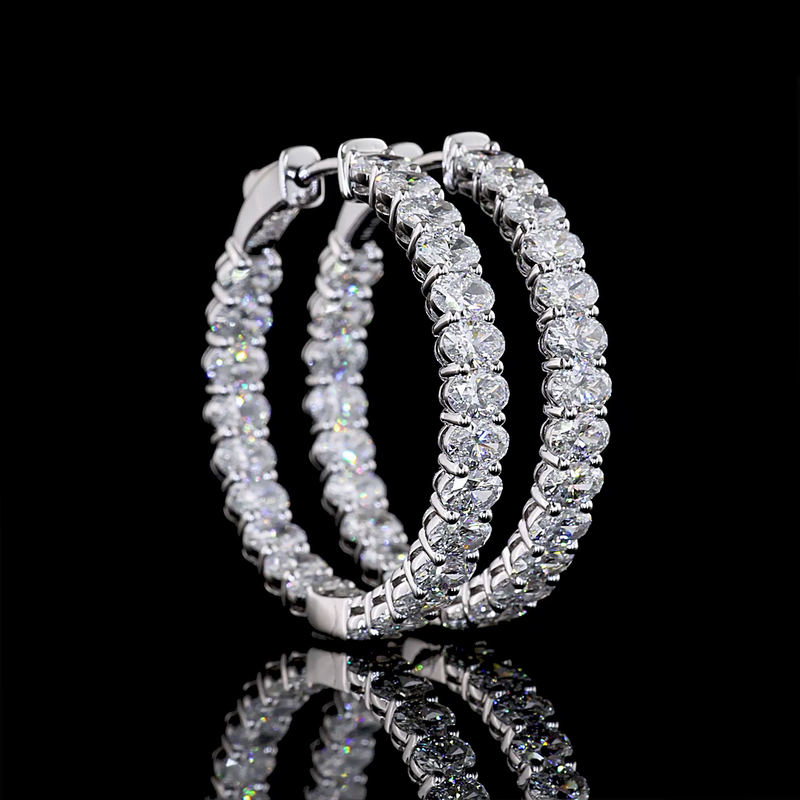 4-1/2ctw Prong East West Oval Hoop Earrings