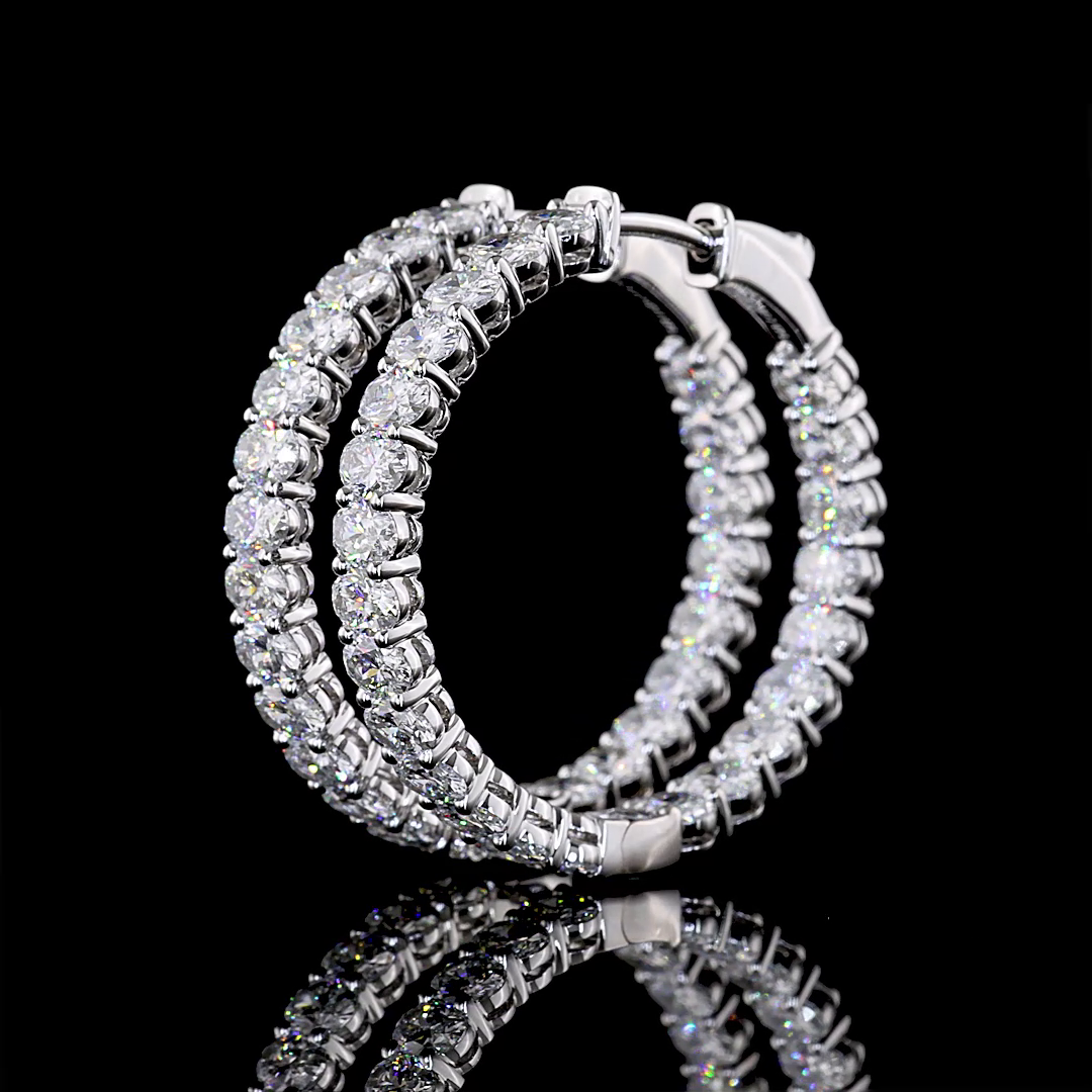 4-1/2ctw Prong East West Oval Hoop Earrings
