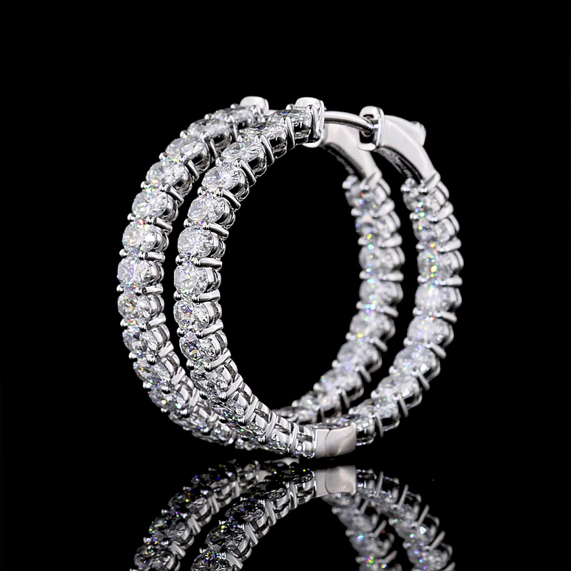 4-1/2ctw Prong East West Oval Hoop Earrings