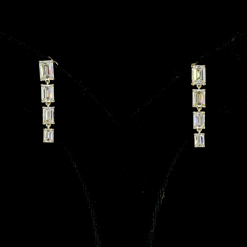 2-1/2ctw Prong Emerald Drop Earrings