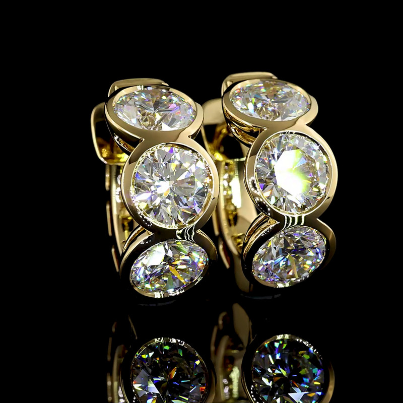 4-1/2ctw Bezel Round Huggie Earrings