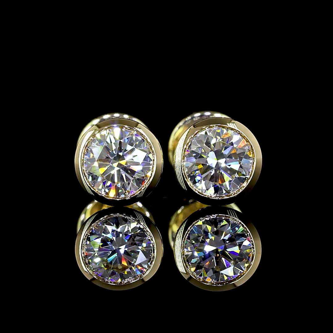 1ctw Bezel Round Stud Earrings