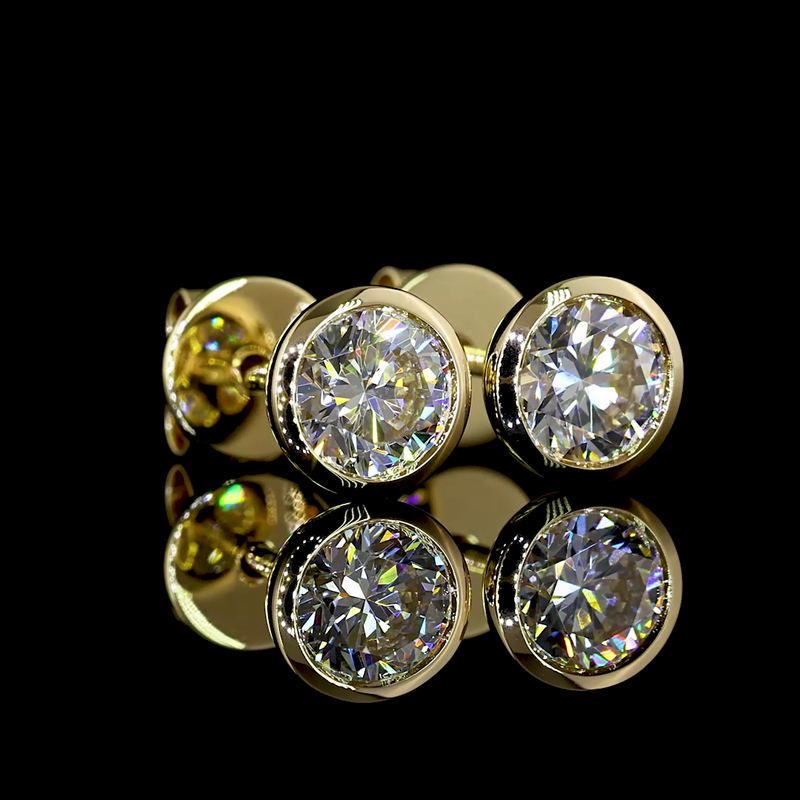 1ctw Bezel Round Stud Earrings