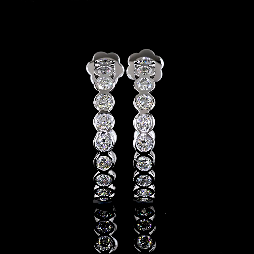 3-1/4ctw Bezel Round C Hoop Earrings