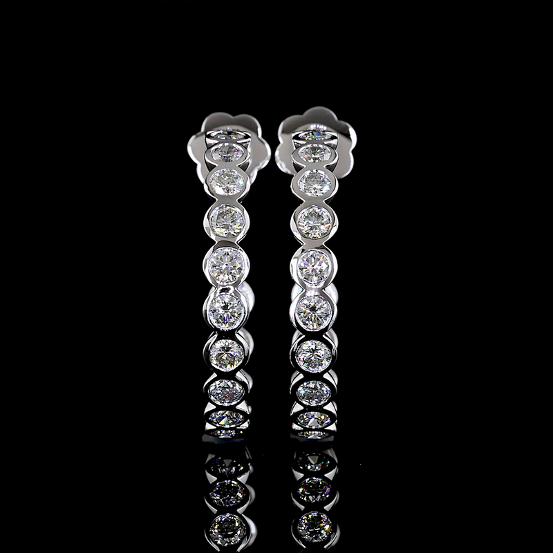 3-1/4ctw Bezel Round C Hoop Earrings