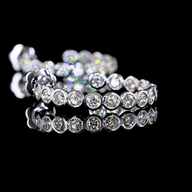 3-1/4ctw Bezel Round C Hoop Earrings