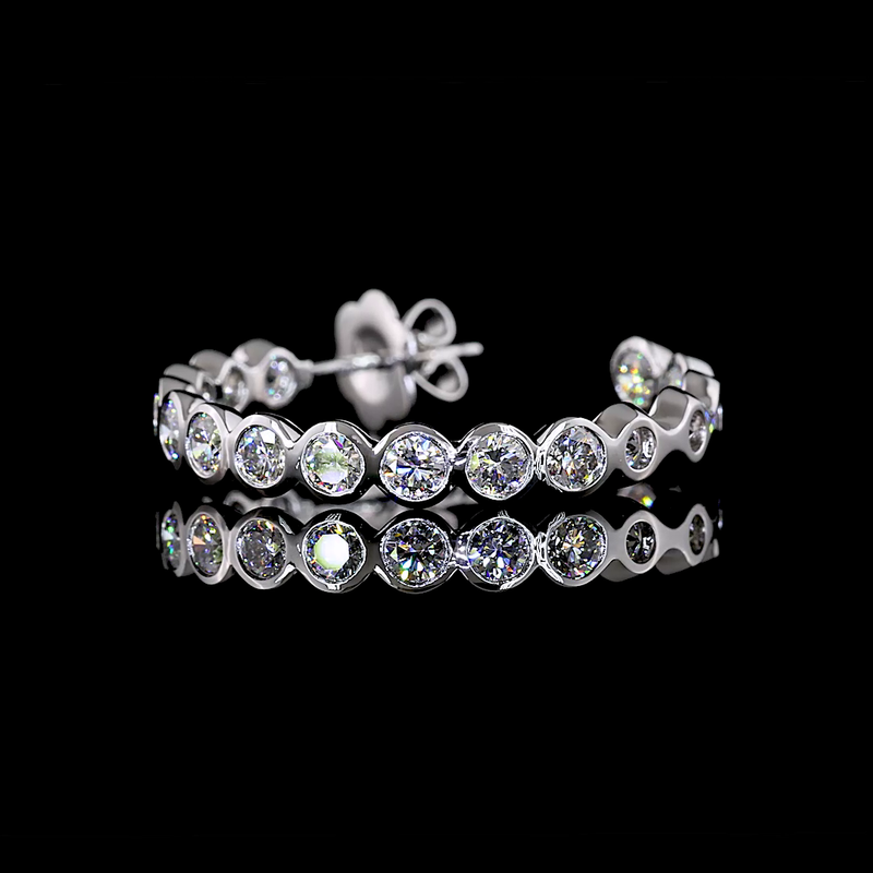 3-1/4ctw Bezel Round C Hoop Earrings