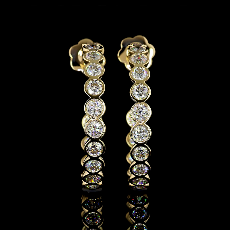 3-1/4ctw Bezel Round C Hoop Earrings