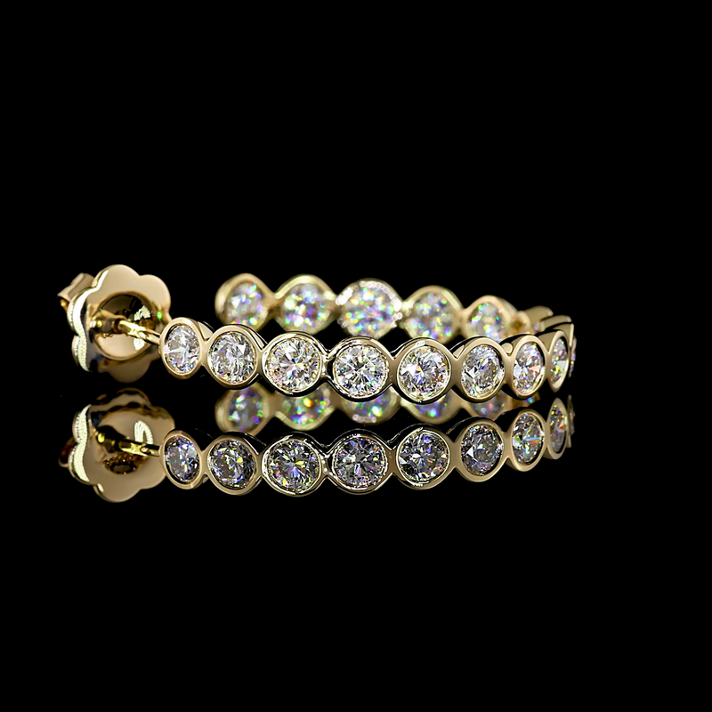 3-1/4ctw Bezel Round C Hoop Earrings