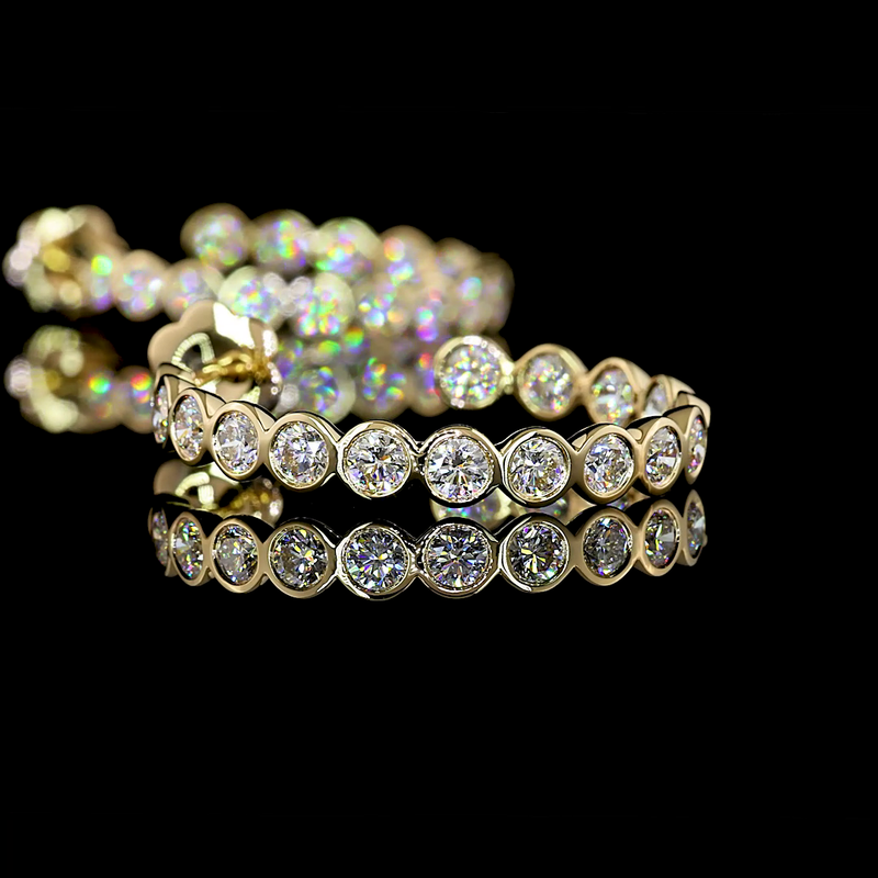 3-1/4ctw Bezel Round C Hoop Earrings