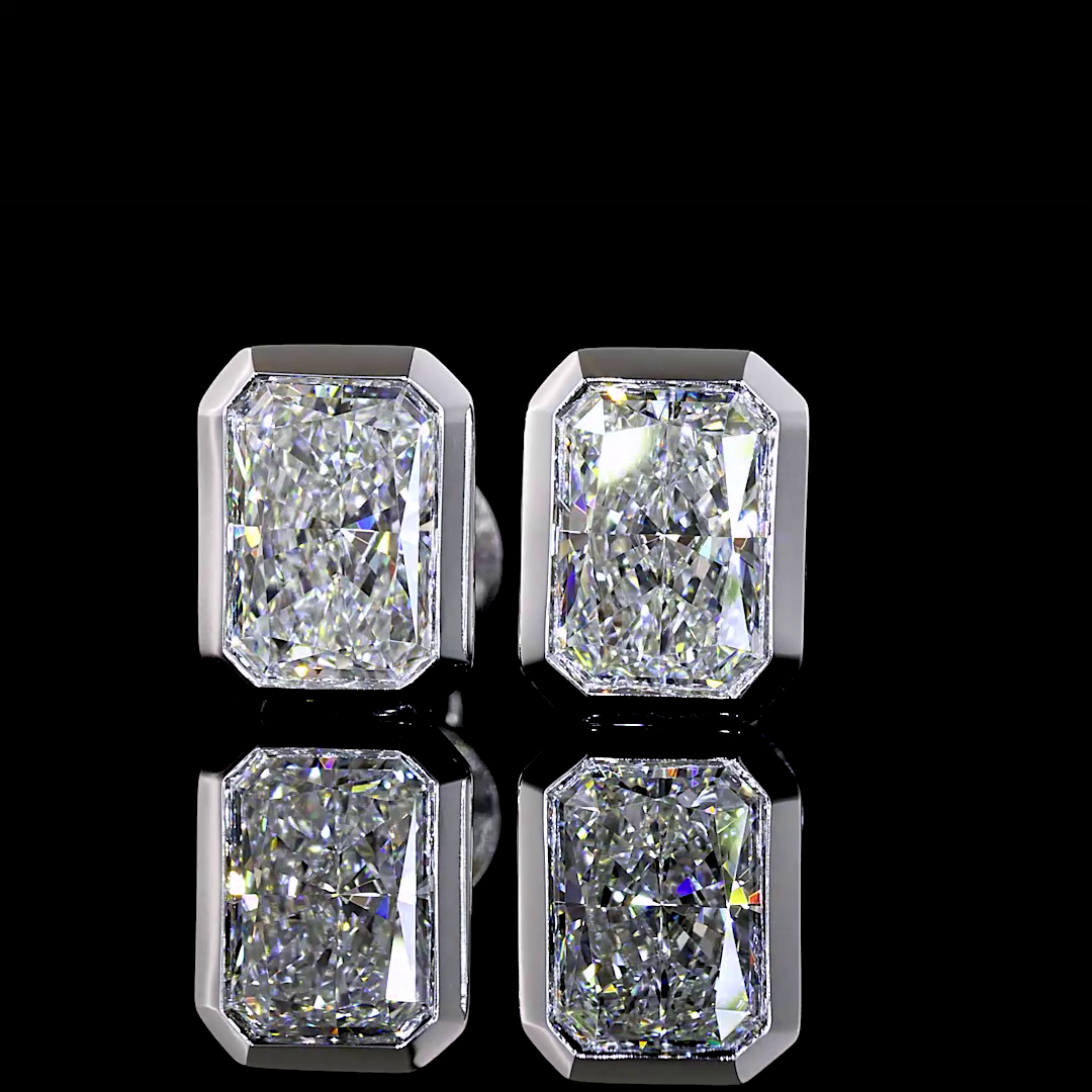 2ctw Bezel Radiant Stud Earrings