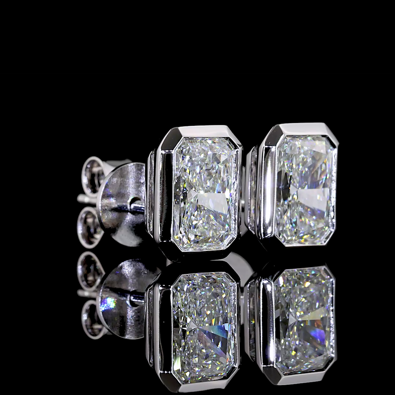 2ctw Bezel Radiant Stud Earrings