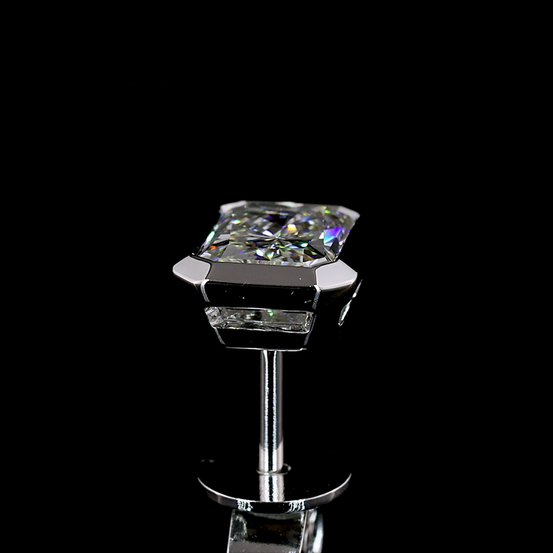 2ctw Bezel Radiant Stud Earrings