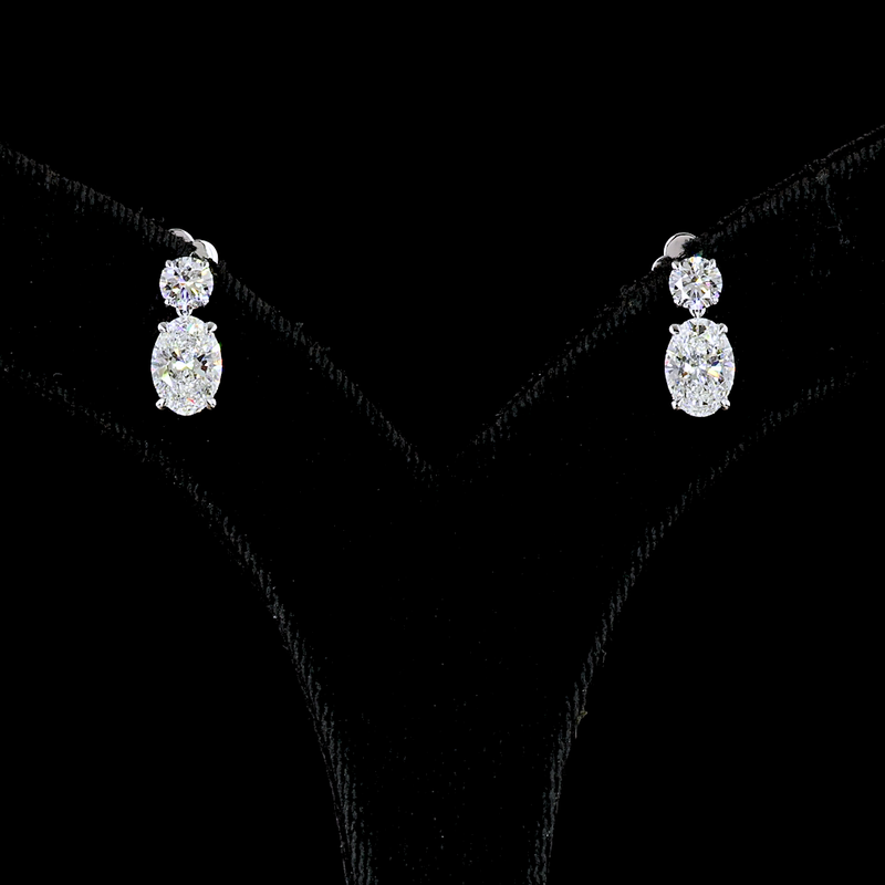 2-1/2ctw Prong Oval & Round Drop Earrings