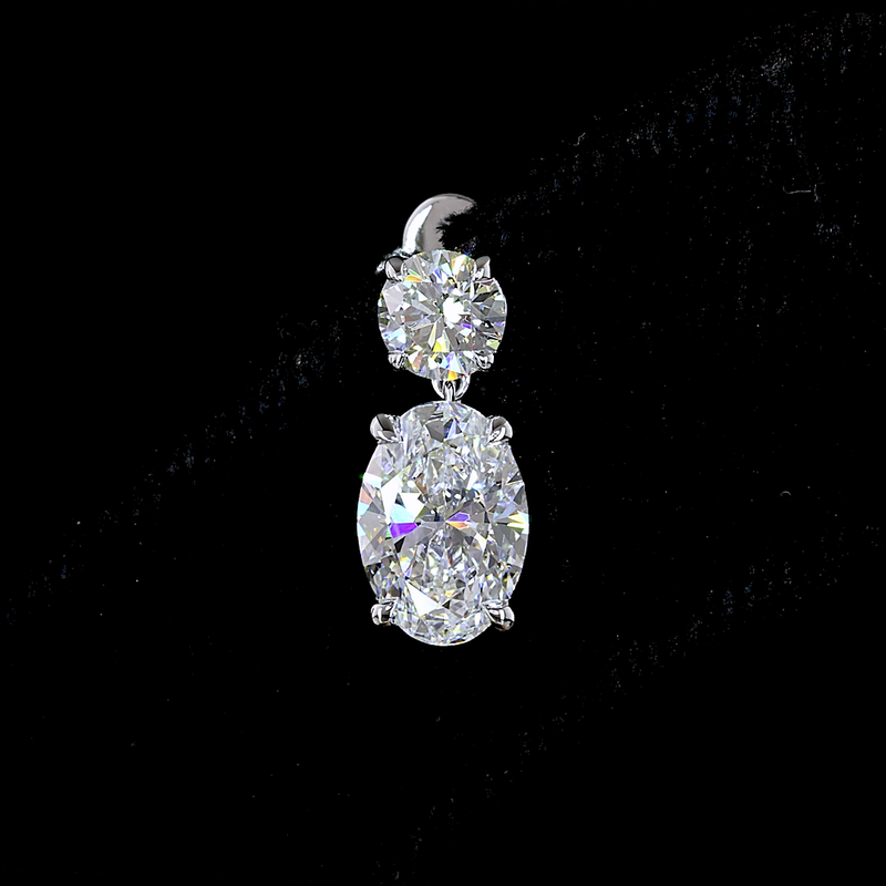 2-1/2ctw Prong Oval & Round Drop Earrings