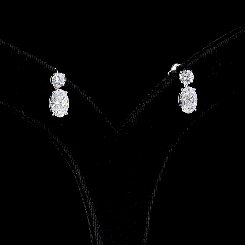 2-1/2ctw Prong Oval & Round Drop Earrings