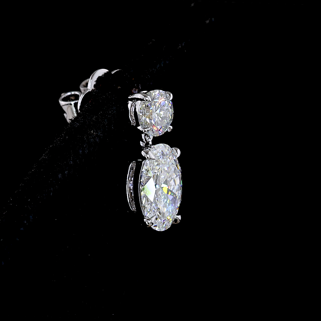 2-1/2ctw Prong Oval & Round Hanging Earrings