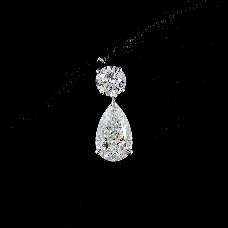 3ctw Prong Pear & Round Hanging Earrings