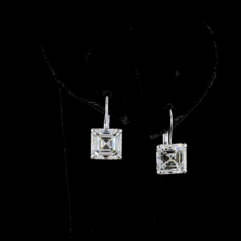 6ctw Prong Asscher Hanging Earrings