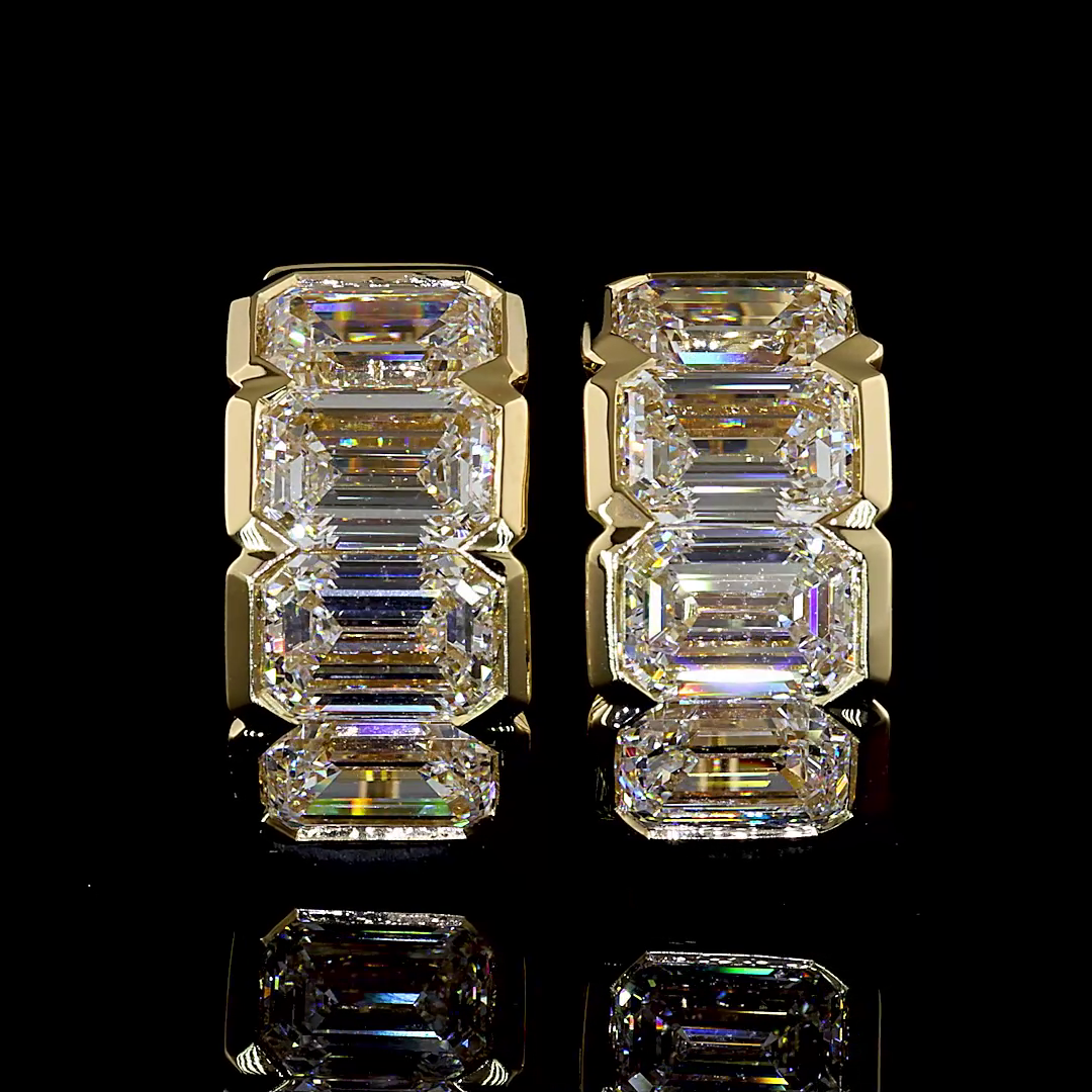 6ctw Half Bezel East West Emerald Huggie Earrings