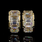 6ctw Half Bezel East West Emerald Huggie Earrings