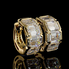 6ctw Half Bezel East West Emerald Huggie Earrings