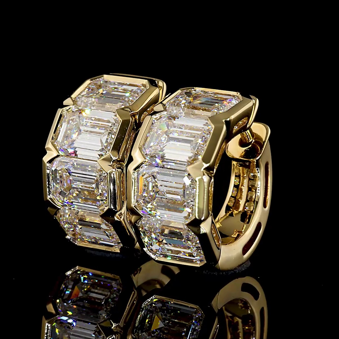 6ctw Half Bezel East West Emerald Huggie Earrings